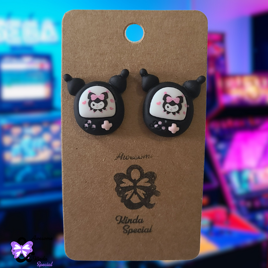 BLACK & PURPLE KITTY | Stud Earrings