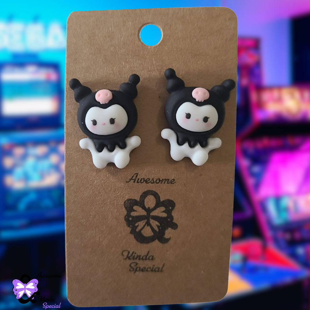 BLACK & PURPLE KITTY | Stud Earrings