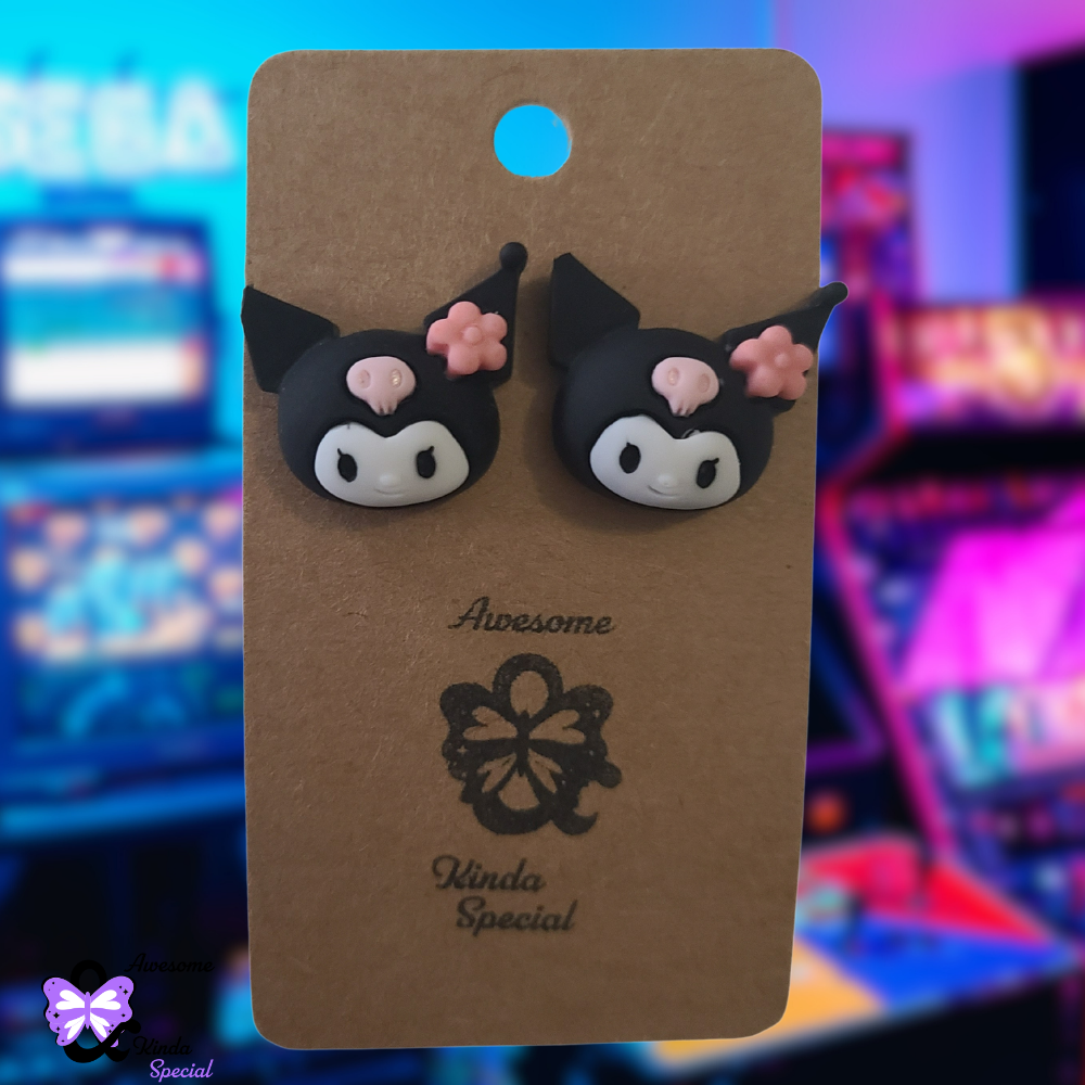 BLACK & PURPLE KITTY | Stud Earrings