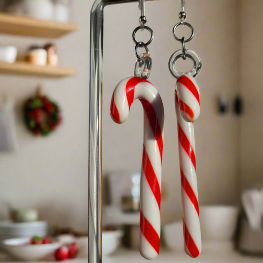 CANDY-CANE | Glass | Dangly Earrings