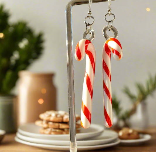 CANDY-CANE | Glass | Dangly Earrings